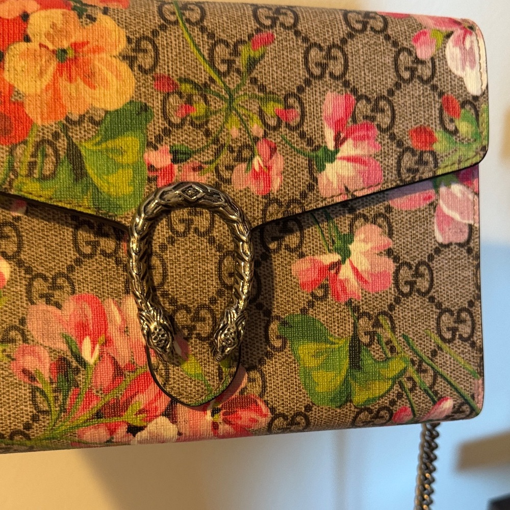 Gucci Floral Canvas Clutch - Brown, Pink, Green